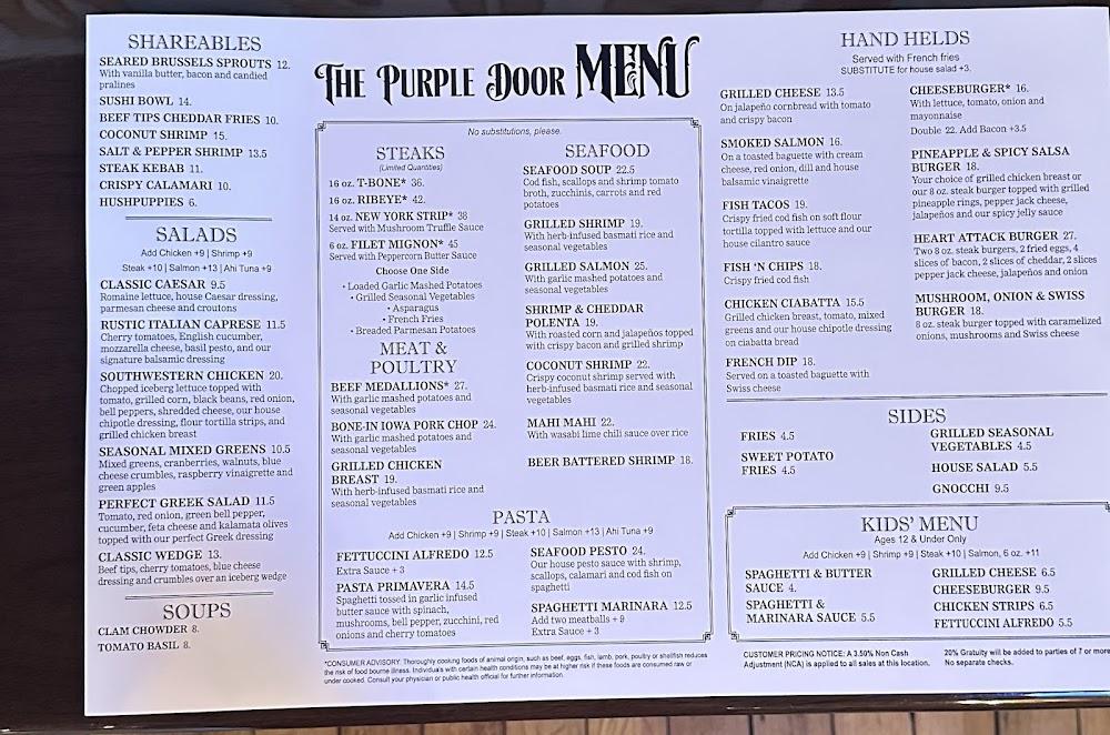 The Purple Door Menu image 1